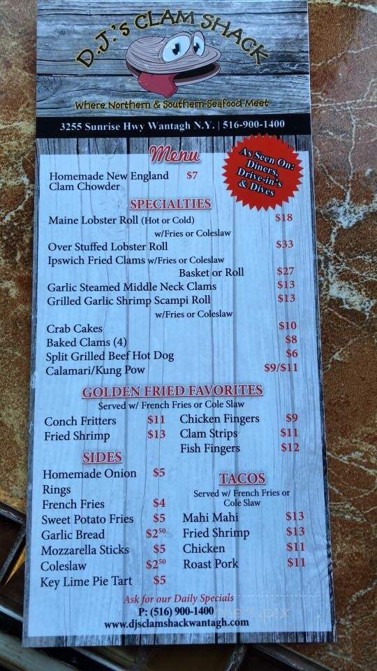 D.J.'s Clam Shack - Wantagh, NY menu_pic