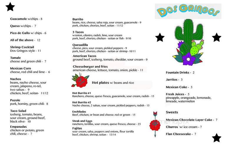 Dos Gringos - Barryville, NY menu_pic