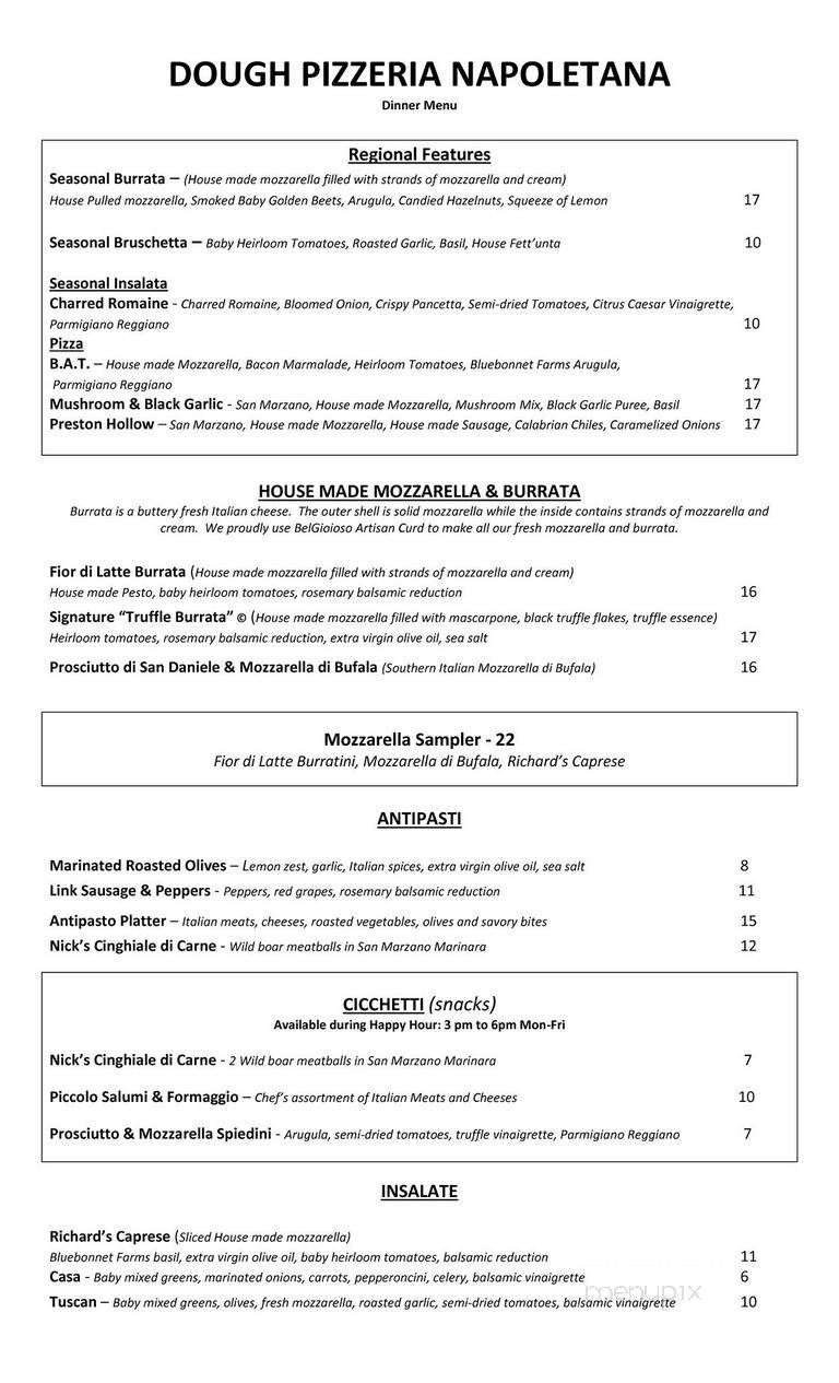 Dough Pizzeria - Plano, TX menu_pic