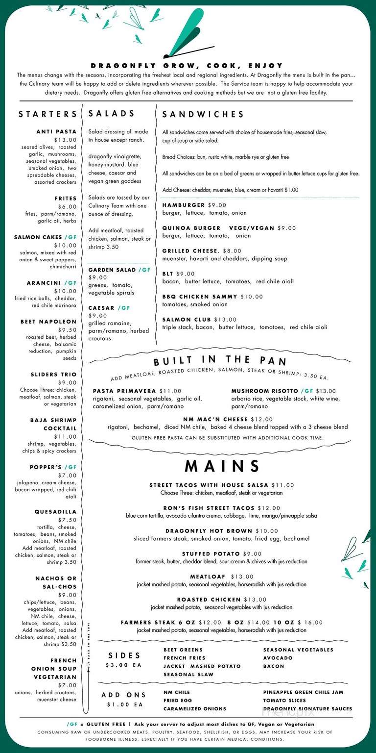 Dragonfly - Las Cruces, NM menu_pic