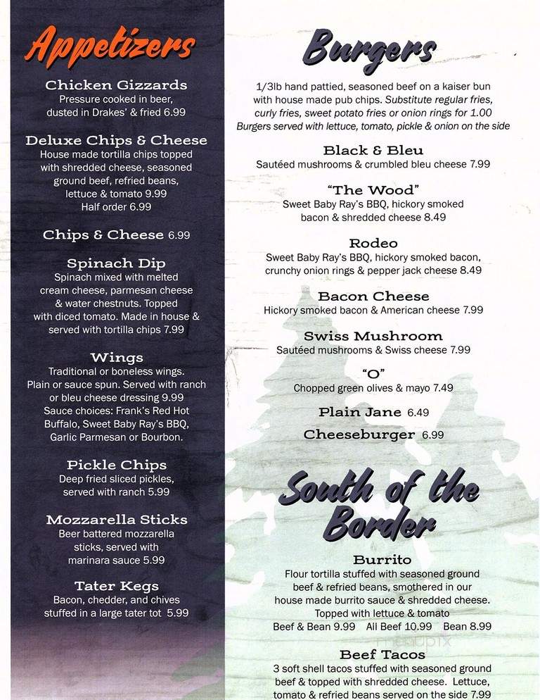 Driftwood Bar & Grill - Novi, MI menu_pic
