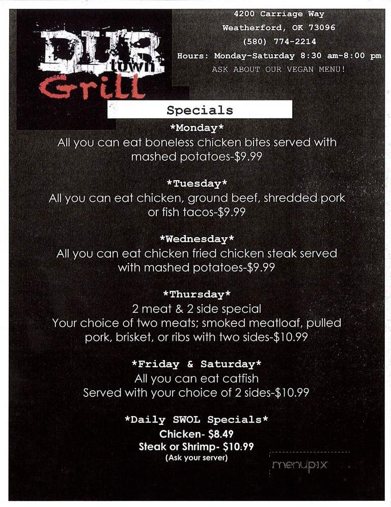 Dub Town Grill - Weatherford, OK menu_pic