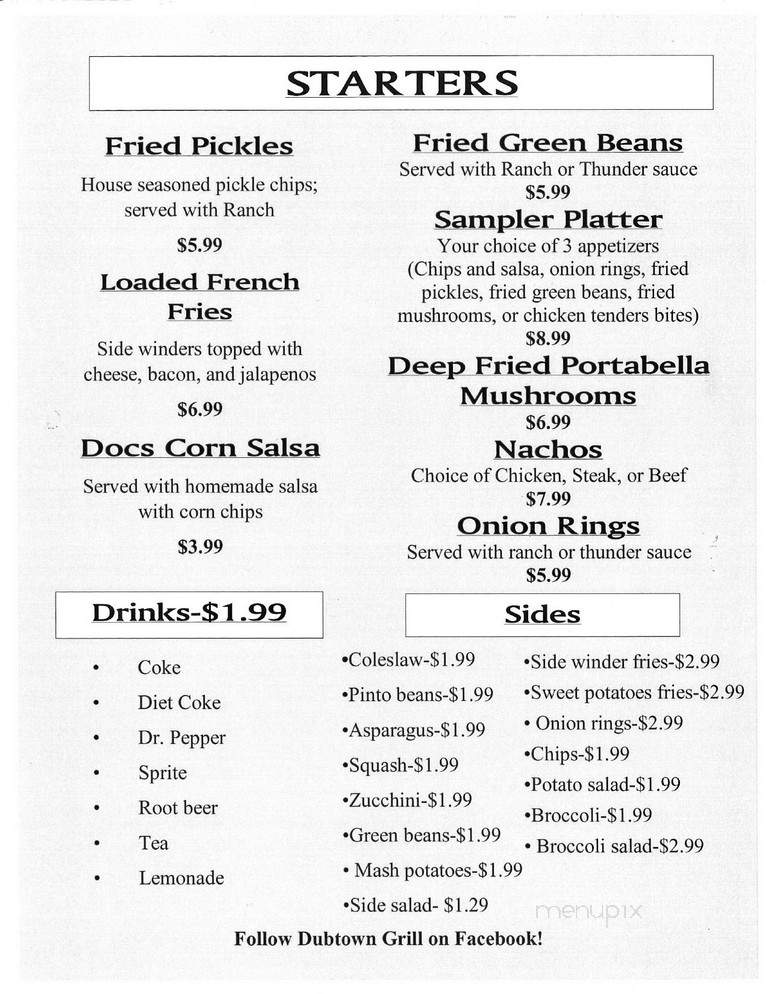 Dub Town Grill - Weatherford, OK menu_pic