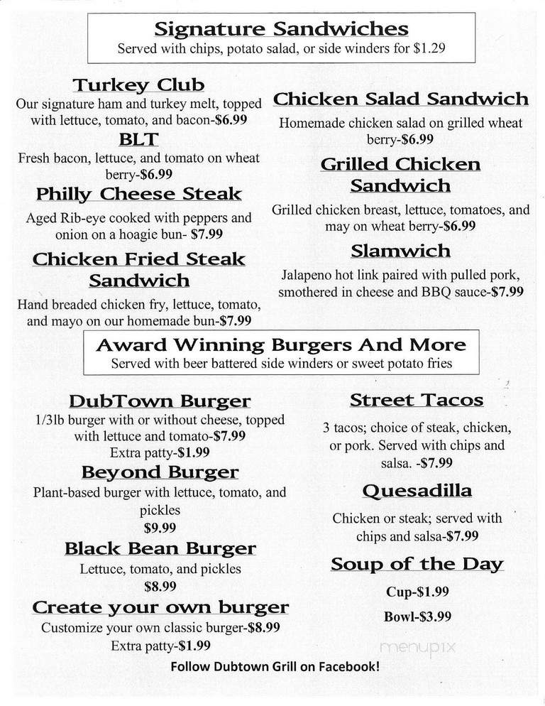 Dub Town Grill - Weatherford, OK menu_pic
