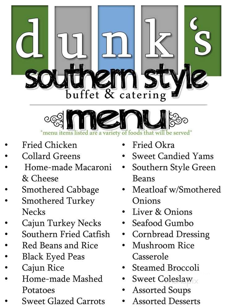 Dunk's Southern Style Buffet & Catering - Waveland, MS menu_pic