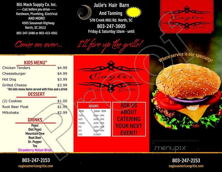 Eagles American Grille - North, SC menu_pic
