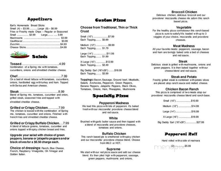 Earl J's Restaurant - Meadville, PA menu_pic