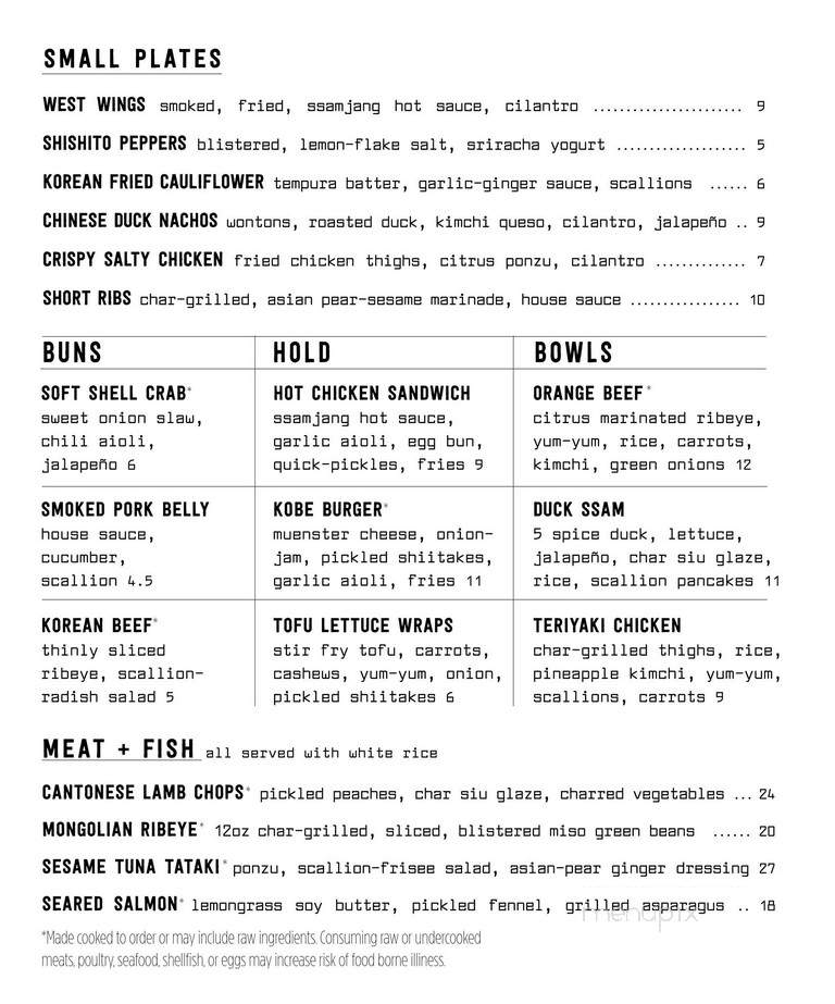 EastWest - Birmingham, AL menu_pic
