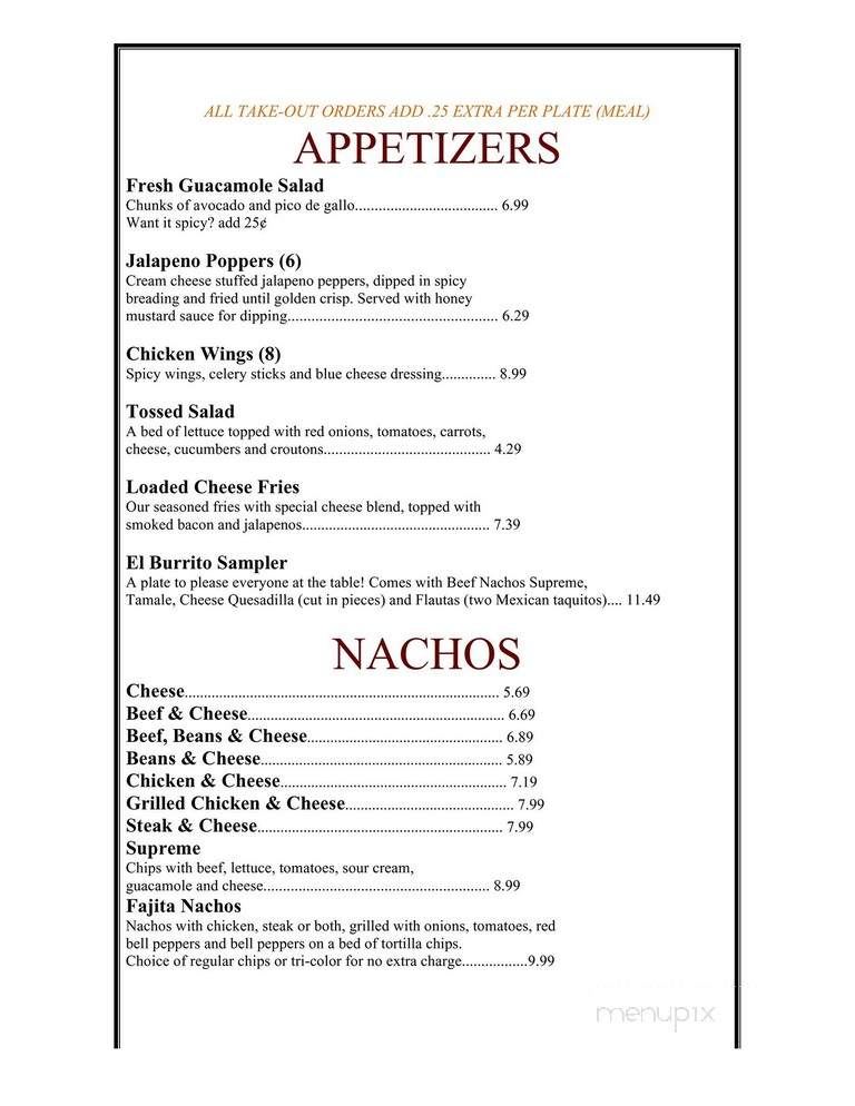 El Burrito - Greenville, MO menu_pic