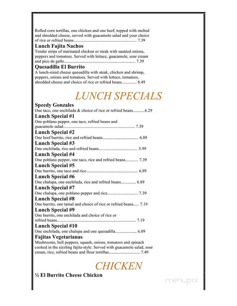 El Burrito - Greenville, MO menu_pic