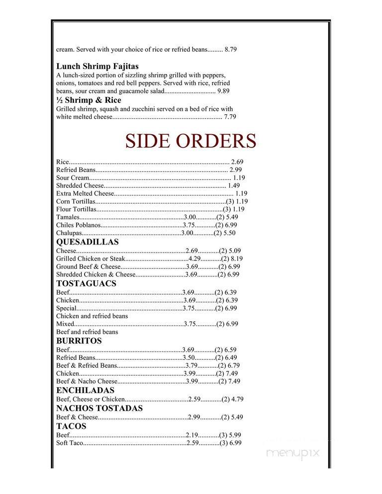 El Burrito - Greenville, MO menu_pic