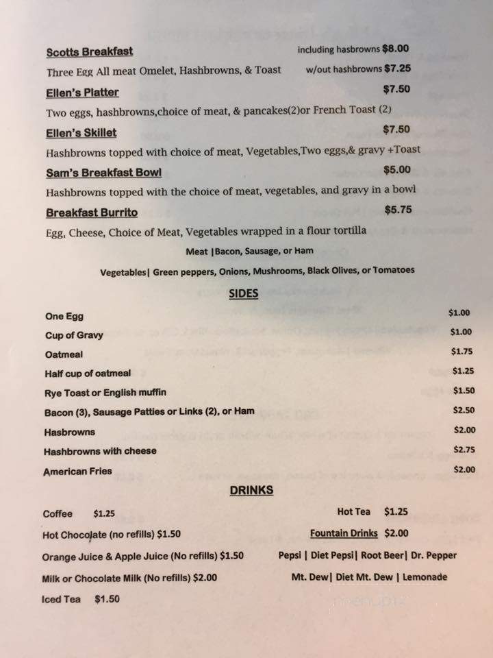 Ellen's Diner - Princeville, IL menu_pic