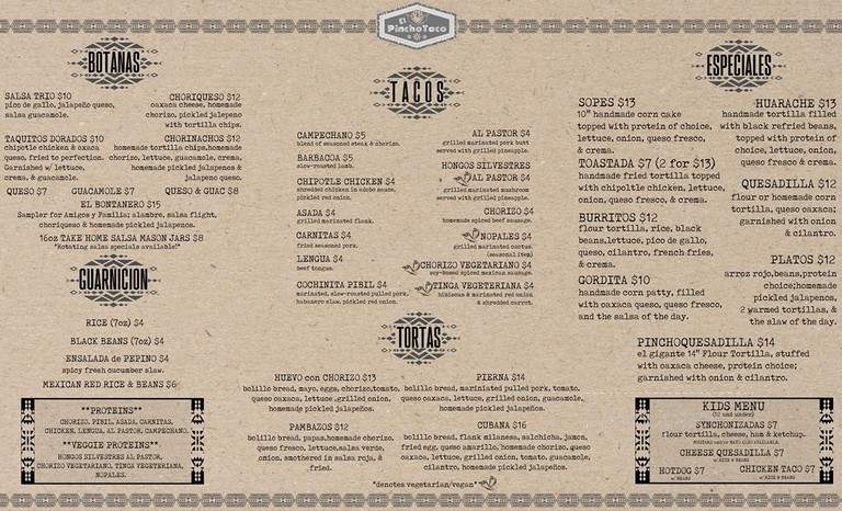 El PinchoTaco - Charleston, SC menu_pic