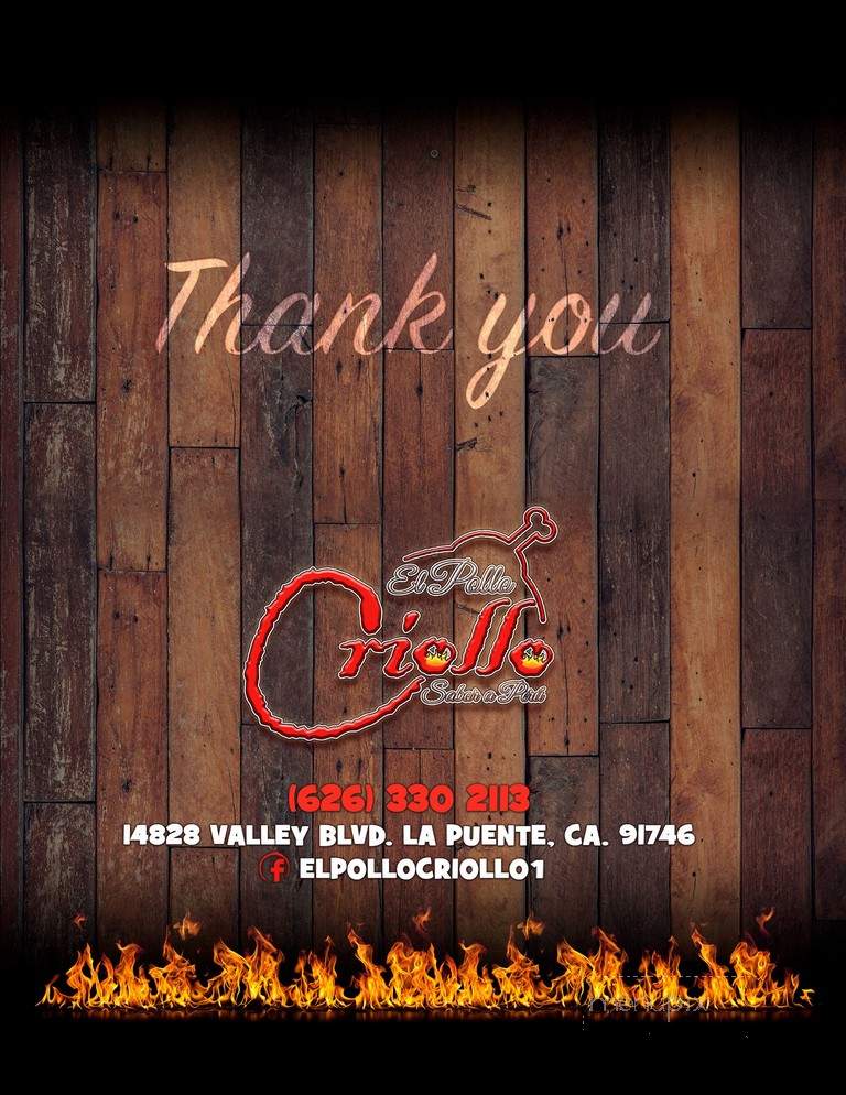El Pollo Criollo - La Puente, CA menu_pic