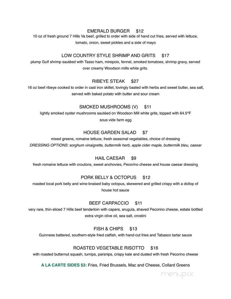 Emerald Stone Grille - Lynchburg, VA menu_pic