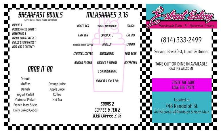 E-Street Eatery - Meadville, PA menu_pic
