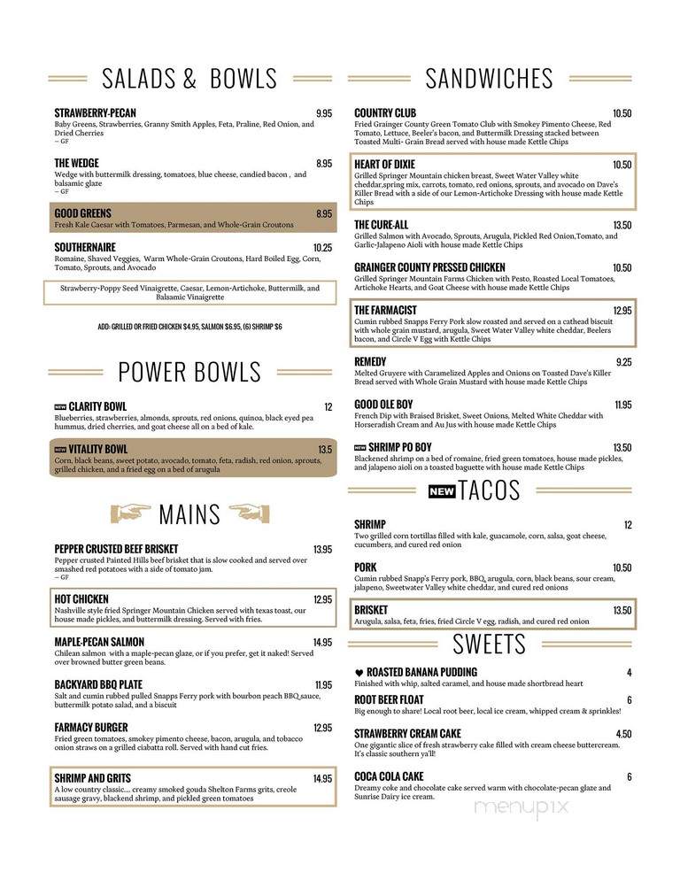 Farmacy - Knoxville, TN menu_pic