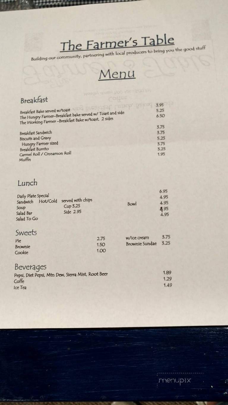Farmers Table Restaurant - Decatur, IA menu_pic