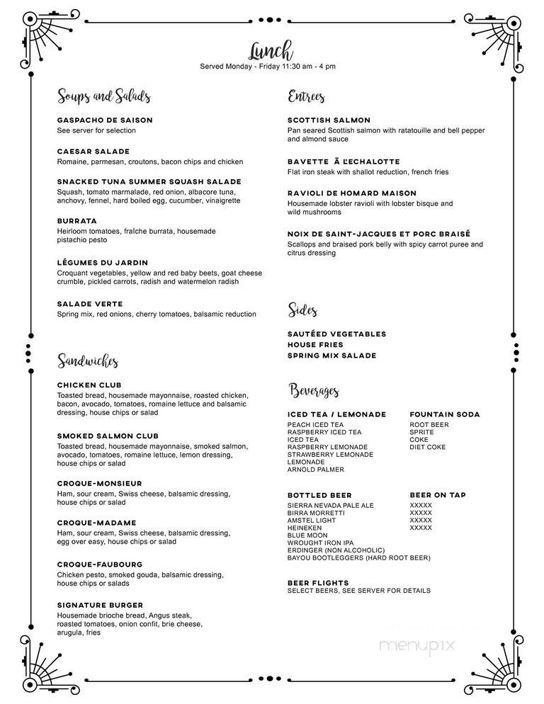 Faubourg - Sierra Madre, CA menu_pic