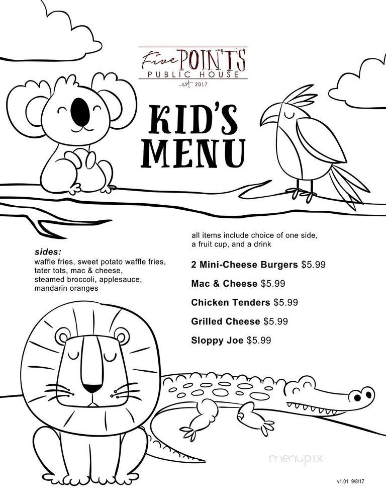 Five Points Public House - Albemarle, NC menu_pic