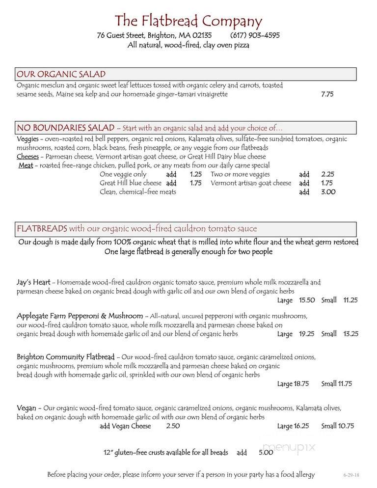 Flatbread Company Brighton - Brighton, MA menu_pic