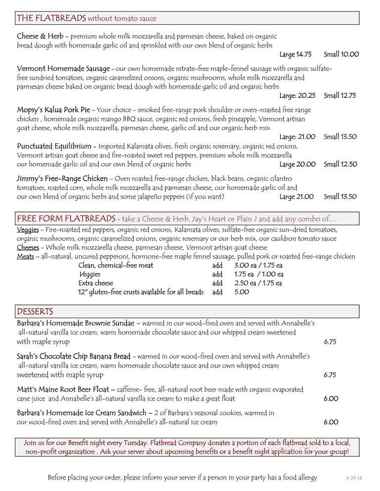 Flatbread Company Brighton - Brighton, MA menu_pic