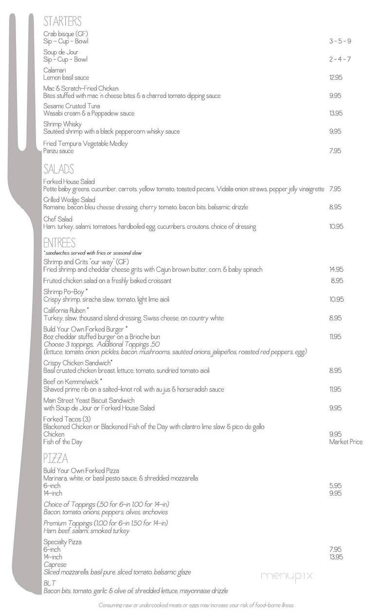 Forked on Main - Orange, VA menu_pic