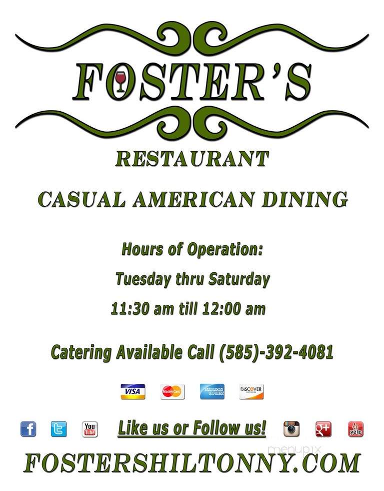 Foster's Restaurant - Hilton, NY menu_pic