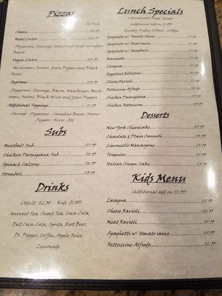 Fratelli's Italian Grill - Springdale, AR menu_pic