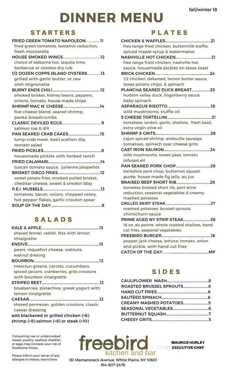 Freebird Kitchen & Bar - White Plains, NY menu_pic