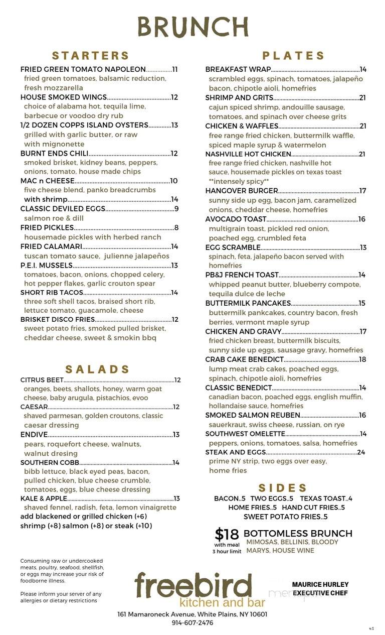 Freebird Kitchen & Bar - White Plains, NY menu_pic