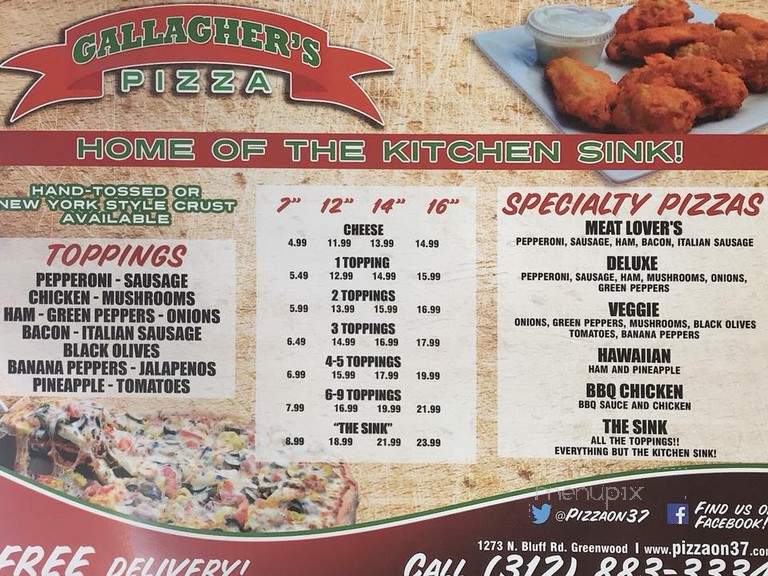 Gallagher's Pizza - Greenwood, IN menu_pic