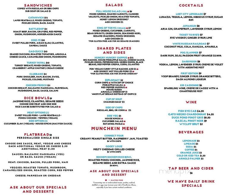 Game Knight Lounge - Portland, OR menu_pic