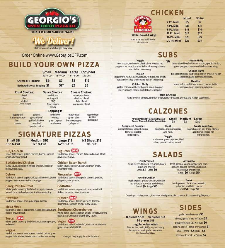Georgio's Oven Fresh Pizza - Painesville, OH menu_pic