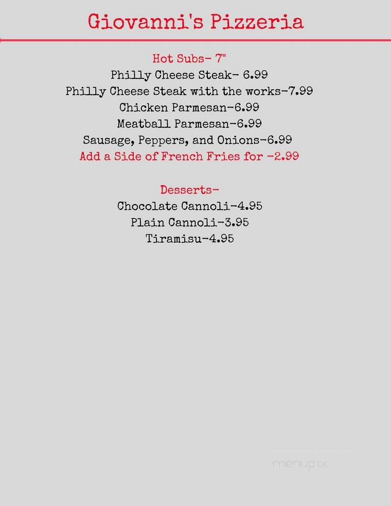 Giovanni's Pizzeria - Hayesville, NC menu_pic