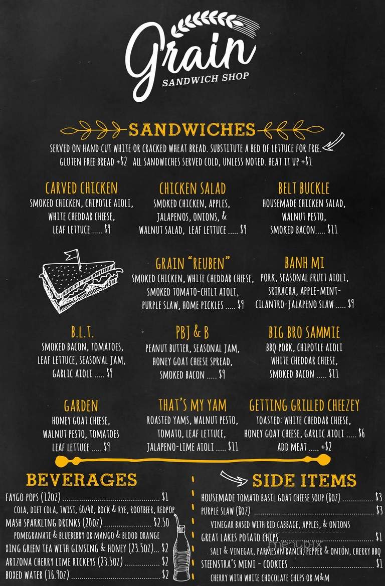 Grain Sandwich Shop - Grand Rapids, MI menu_pic