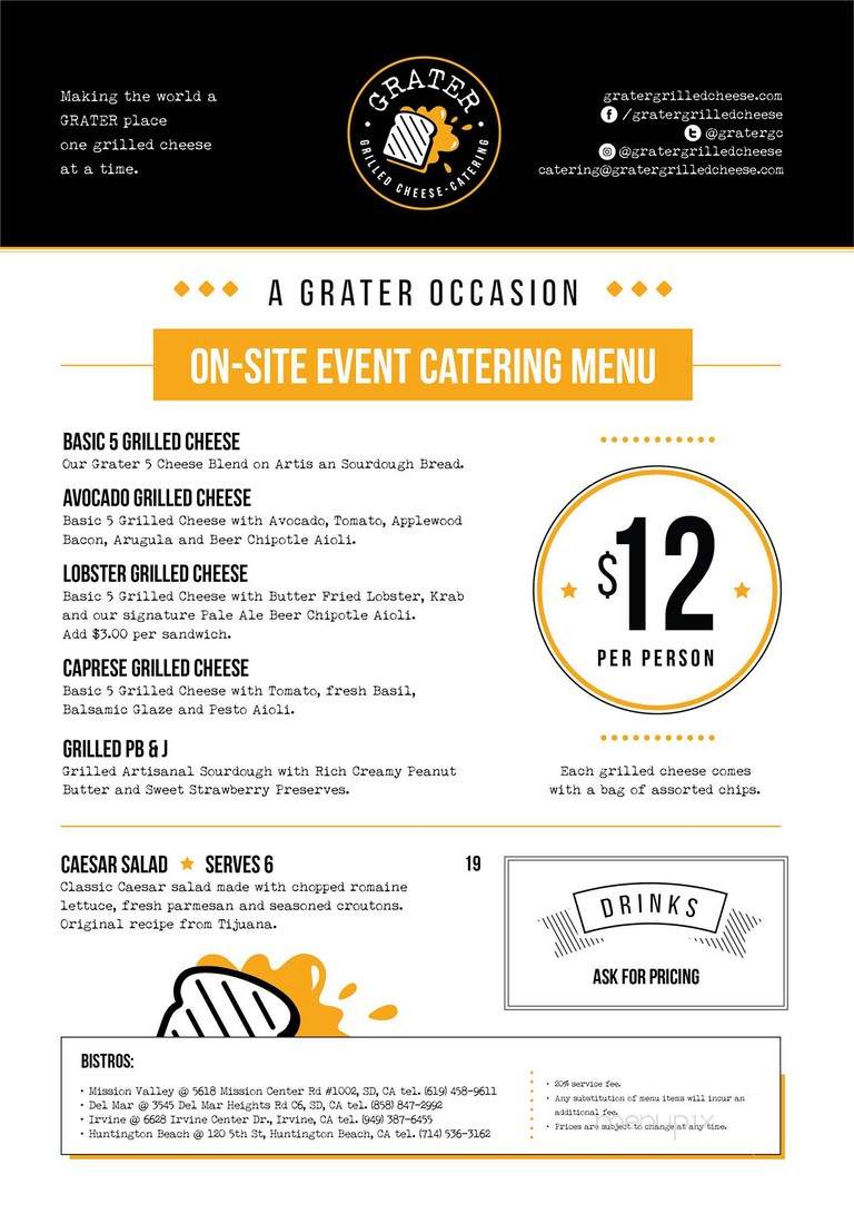 Grater Grilled Cheese - San Diego, CA menu_pic