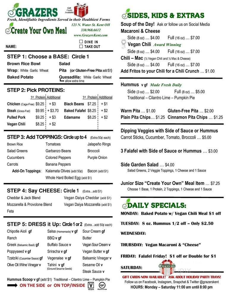 Grazers - Cleveland, NC menu_pic