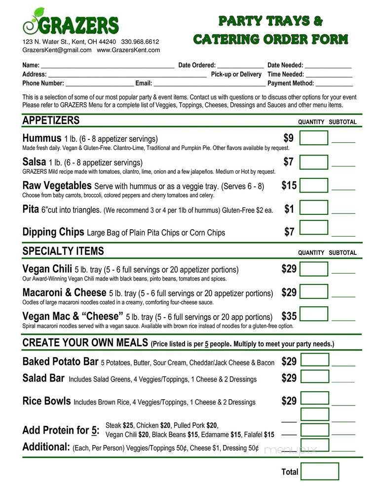 Grazers - Cleveland, NC menu_pic