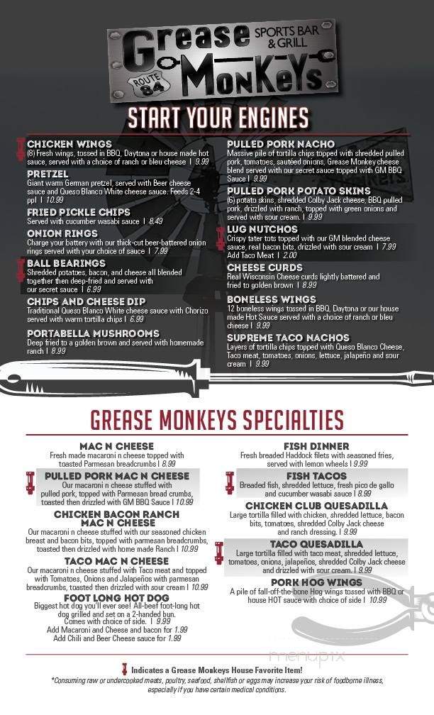 Grease Monkey Sports Bar & Grill - Colona, IL