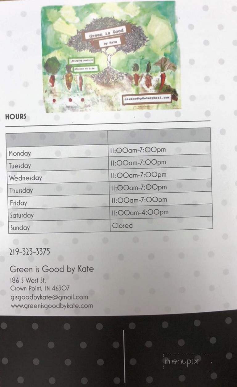 Green is Good by Kate - Crown Point, IN menu_pic