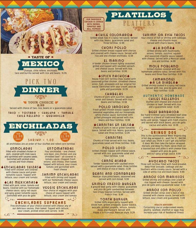 Gringos and Botanas - Barboursville, WV menu_pic