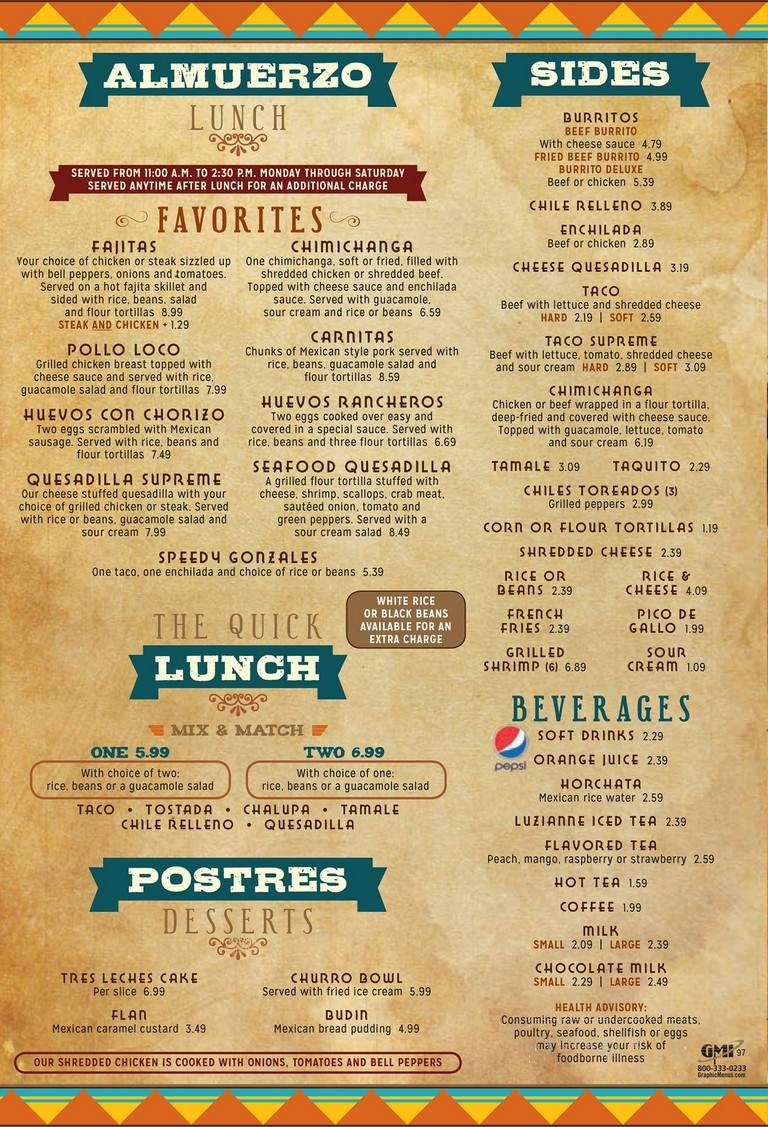 Gringos and Botanas - Barboursville, WV menu_pic