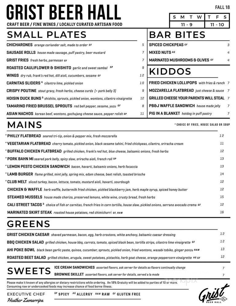 Grist Beer Hall - Folsom, CA menu_pic