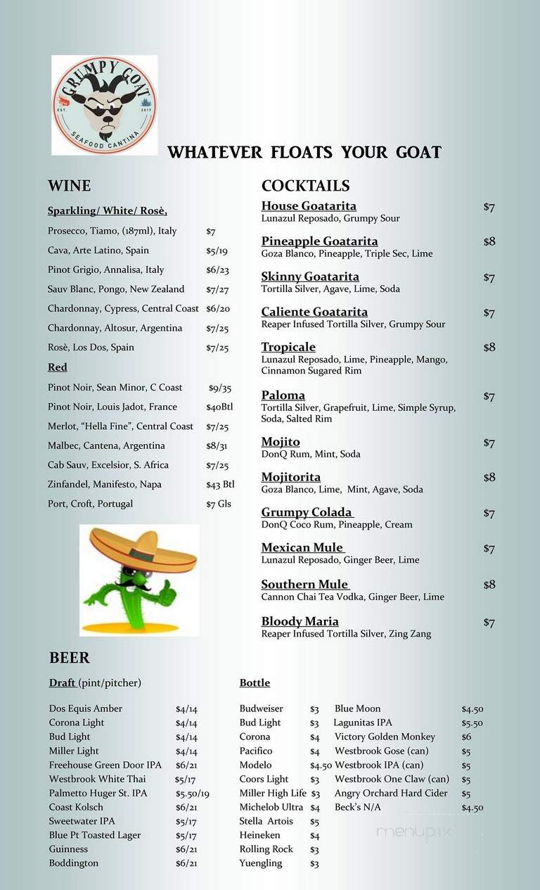 Grumpy Goat Cantina - Charleston, SC menu_pic