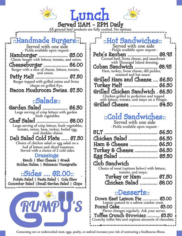 Grumpy's - Morehead City, NC menu_pic