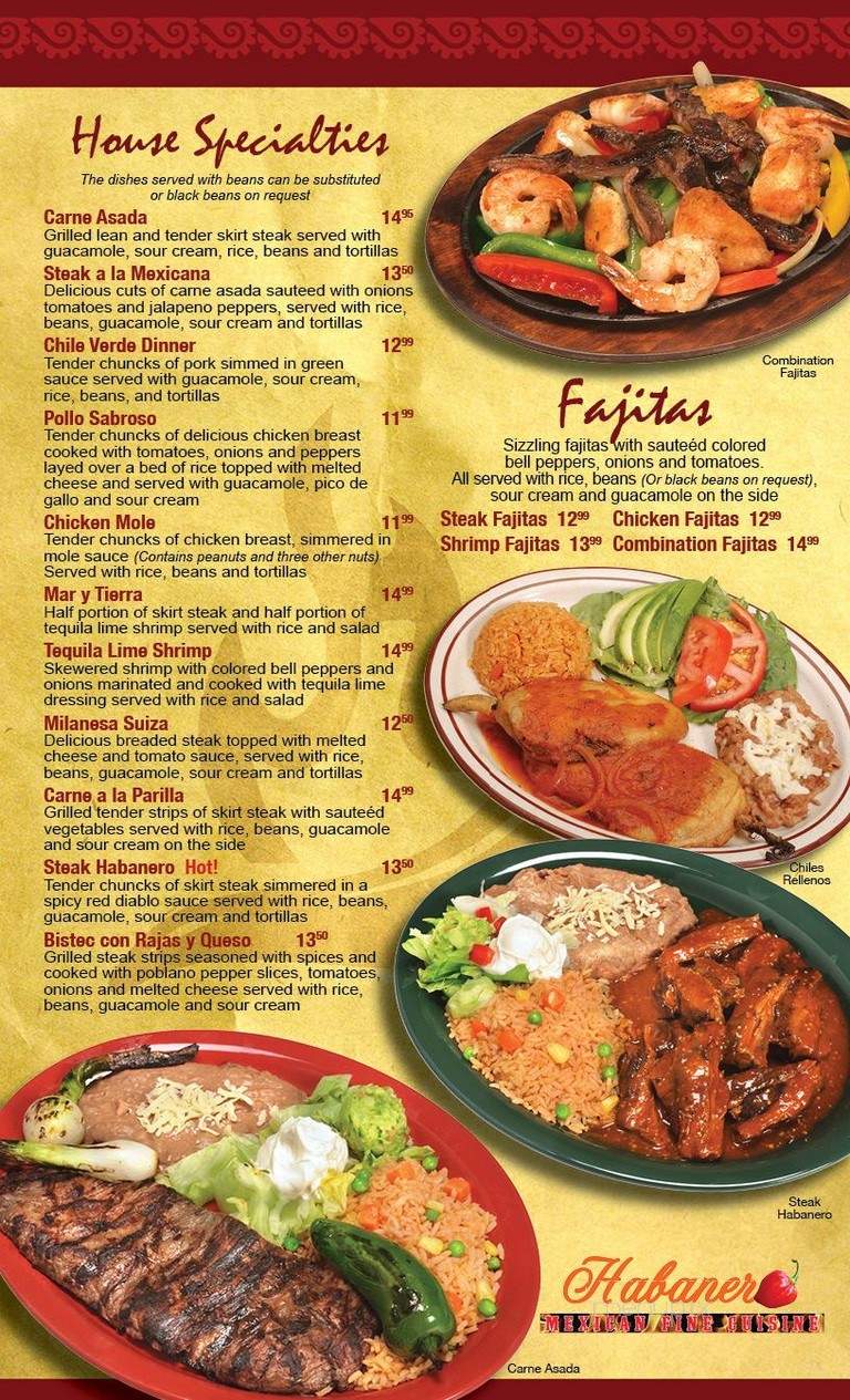 Habanero Mexican Fine Cuisine - Plainfield, IL menu_pic