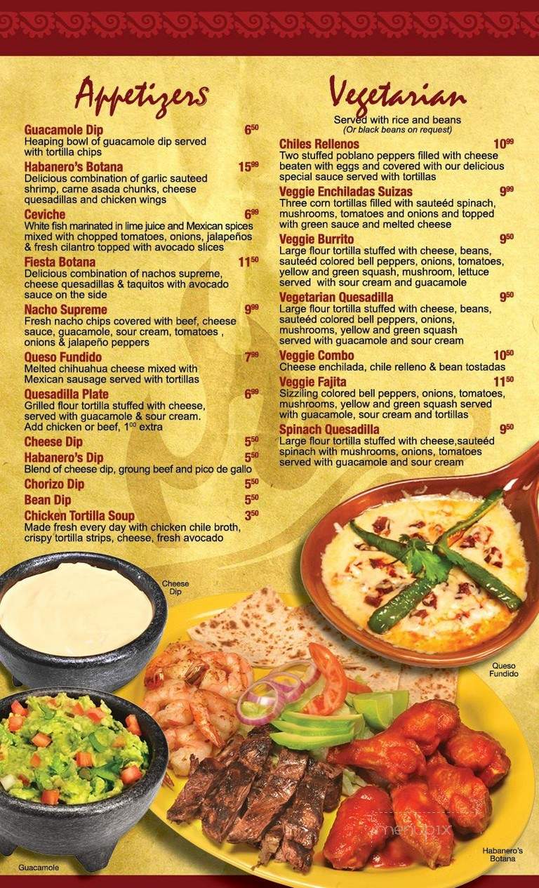 Habanero Mexican Fine Cuisine - Plainfield, IL menu_pic