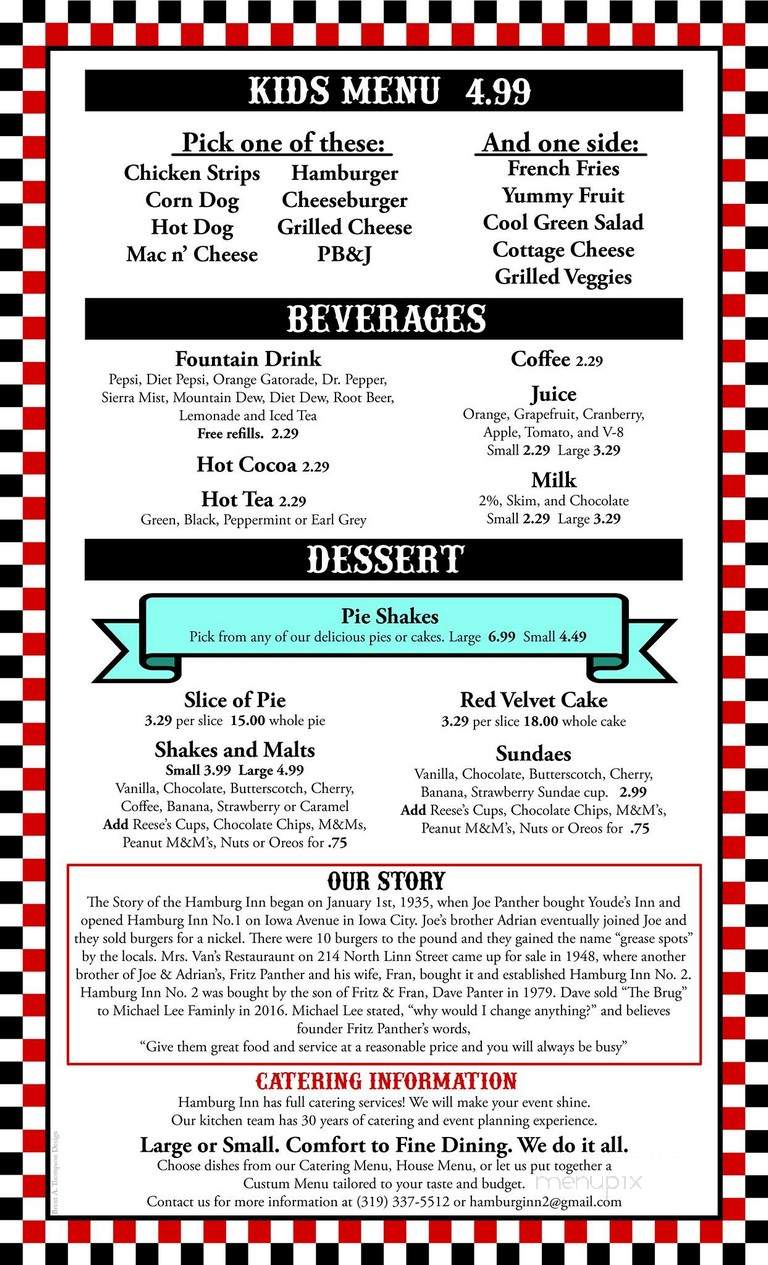 Hamburg Inn East - Iowa City, IA menu_pic