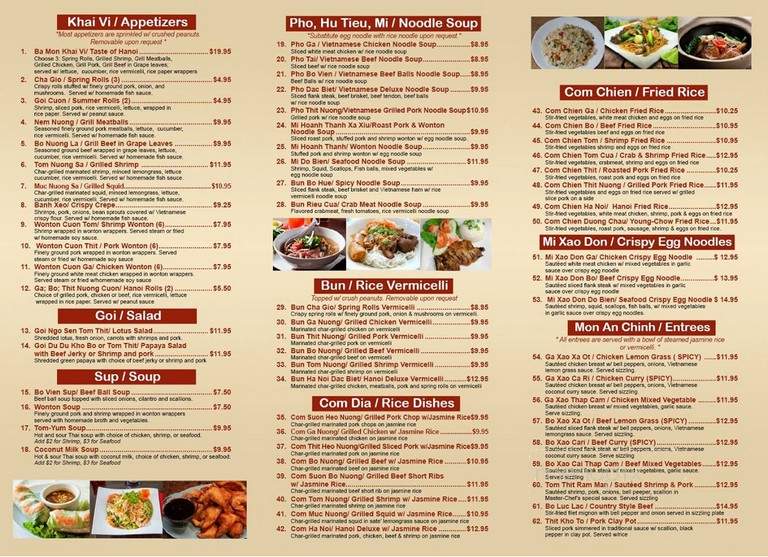 Hanoi's Pho - Havertown, PA menu_pic
